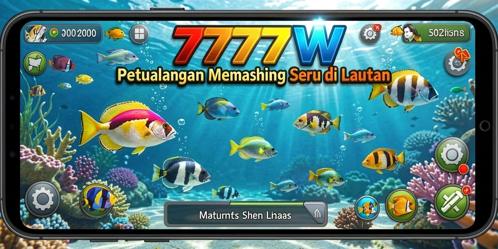 Screenshot menampilkan gameplay memancing yang seru di 7777W.