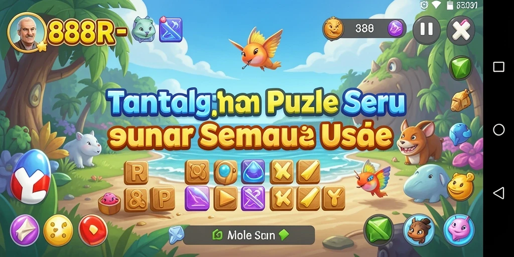Tampilan gameplay seru dari game Puzzle 888R yang menantang.
