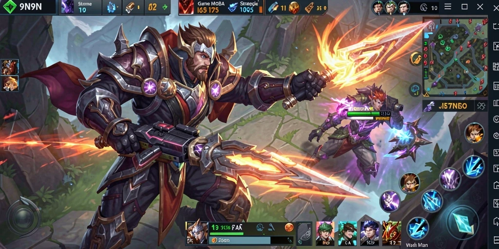 Tangkapan layar menunjukkan aksi intens dalam gameplay MOBA.