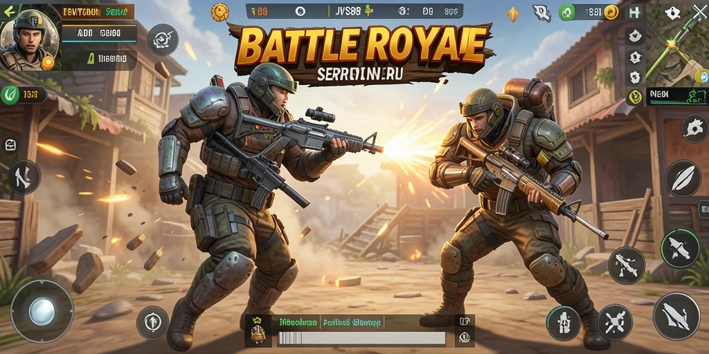 Tampilan gameplay seru dalam JVS88 dengan aksi Battle Royale yang mendebarkan.