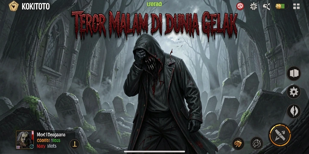 Screenshot gameplay menegangkan dari KOKITOTO saat momen ketakutan.