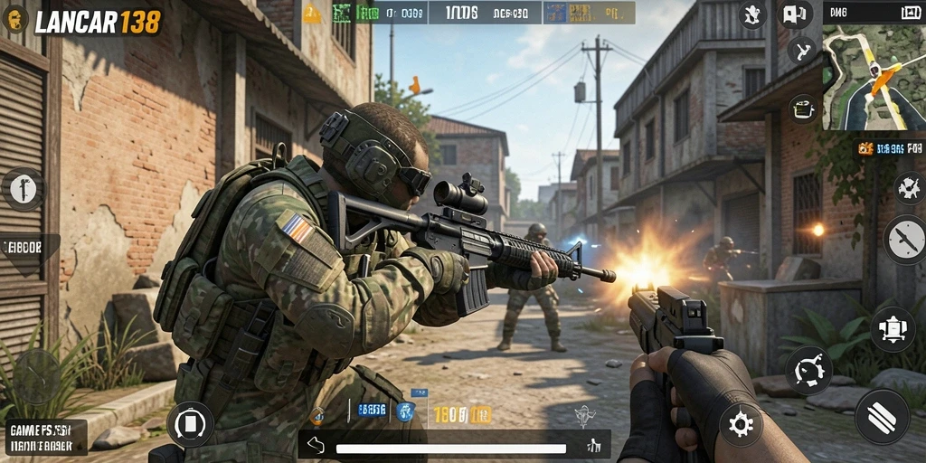 Tampilan gameplay mendebarkan dari LANCAR138 di dalam arena pertempuran.