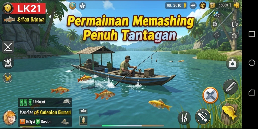 Tampilan gameplay LK21 dengan aksi memancing yang seru.