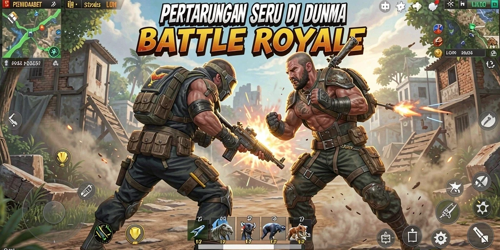 Screenshot utama PENIDABET dengan aksi pertempuran hebat.