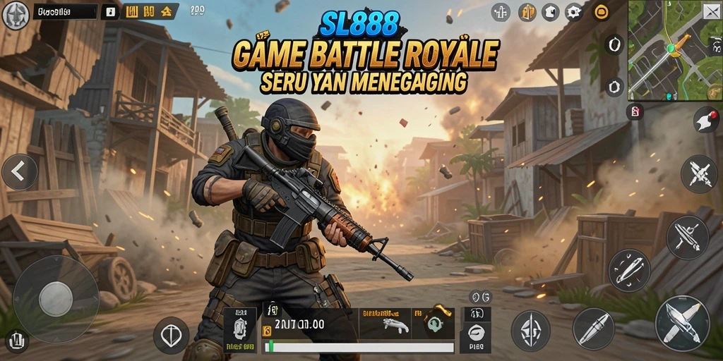 Tangkapan layar menampilkan pertempuran mendebarkan di SL888 Battle Royale.