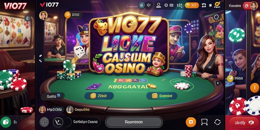 Screenshot gameplay VIO77 menampilkan dealer langsung dan interaksi para pemain.